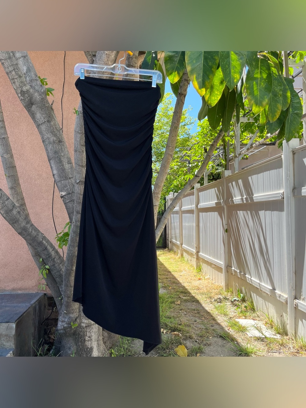 Vintage XOXO Black Ruched Maxi Dress .